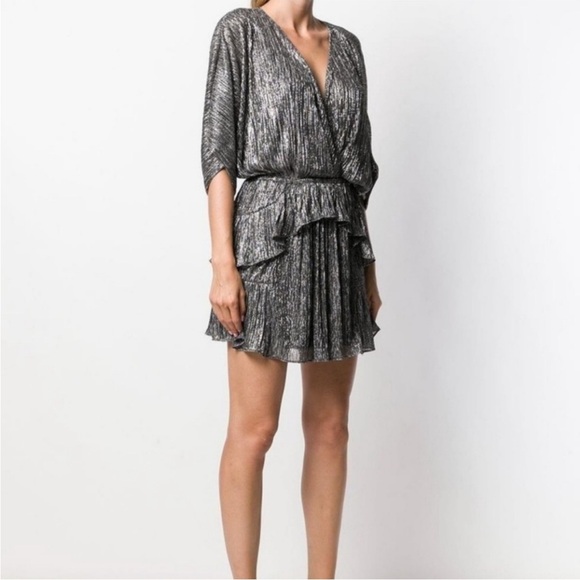 IRO Spina Metallic Ruffle Silver Dress - Picture 2 of 12